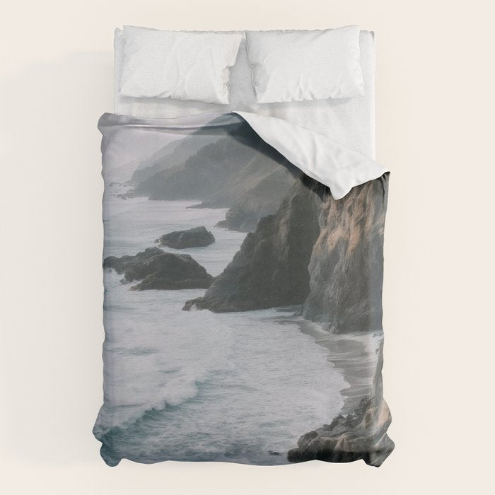 Waves Below Pines - Pacific Northwest Coast Wall Art Duvet Cover Gallery Image 6