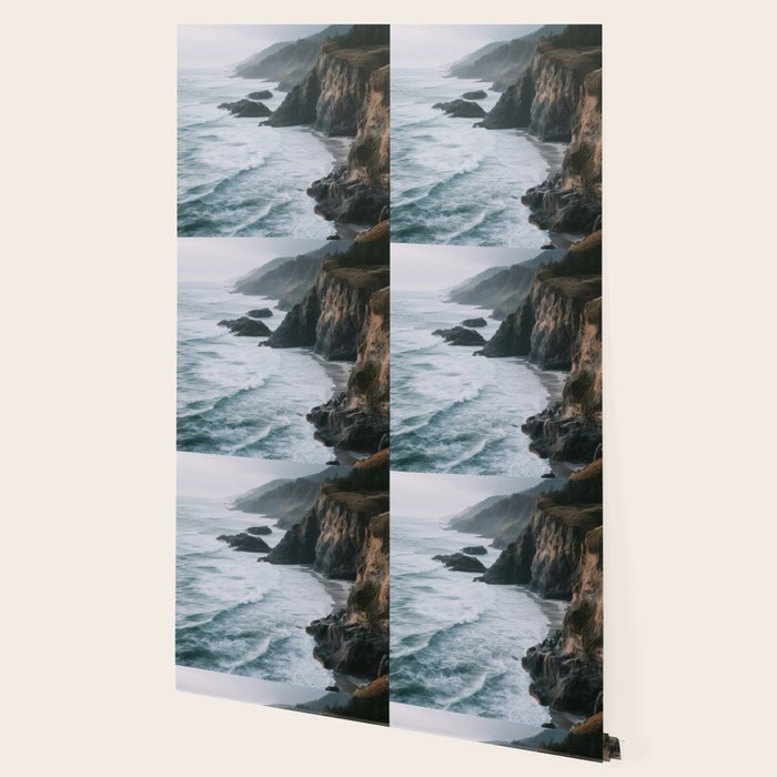 Waves Below Pines - Pacific Northwest Coast Wall Art Wallpaper Gallery Image 2