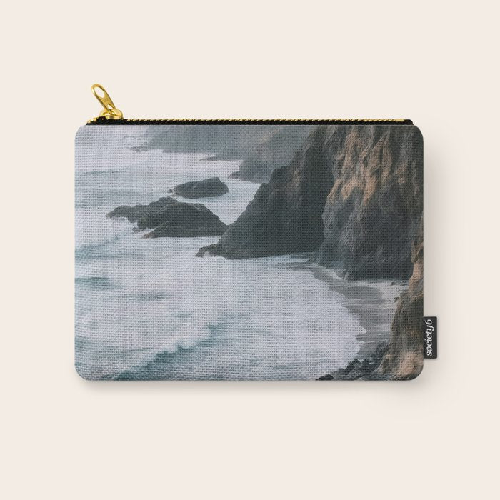 Waves Below Pines - Pacific Northwest Coast Wall Art Carry All Pouch Gallery Image 1