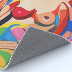 The Feminist, Women Rights Abstract Portrait Eclectic Painting, Modern Bohemian Brown Woman Nude Colorful Rug Gallery Image 4