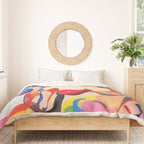 The Feminist, Women Rights Abstract Portrait Eclectic Painting, Modern Bohemian Brown Woman Nude Colorful Duvet Cover Gallery Image 3