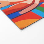 The Feminist, Women Rights Abstract Portrait Eclectic Painting, Modern Bohemian Brown Woman Nude Colorful Welcome Mat Gallery Image 2