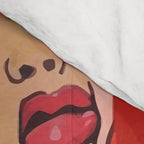 The Feminist, Women Rights Abstract Portrait Eclectic Painting, Modern Bohemian Brown Woman Nude Colorful Comforter Gallery Image 4