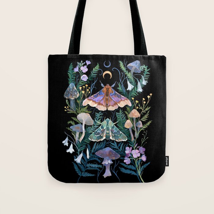 Sphinx Moth Moon Garden Tote Bag Gallery Image 1