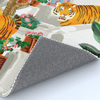 Tigers in Greece | Santorini Travel Architecture, Wildlife Animal Painting | Watercolor Illustration Rug Gallery Image 4