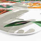 Tigers in Greece | Santorini Travel Architecture, Wildlife Animal Painting | Watercolor Illustration Bath Mat Gallery Image 3