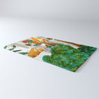 Tigers in Greece | Santorini Travel Architecture, Wildlife Animal Painting | Watercolor Illustration Rug Gallery Image 3