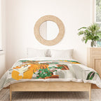 Tigers in Greece | Santorini Travel Architecture, Wildlife Animal Painting | Watercolor Illustration Duvet Cover Gallery Image 3