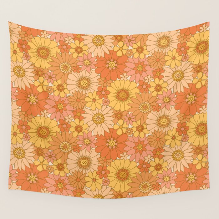 70s Retro Daisy Floral Wall Tapestry Gallery Image 1