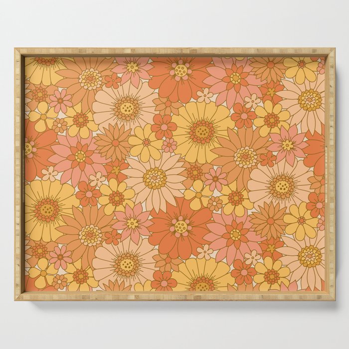 70s Retro Daisy Floral Serving Tray Gallery Image 1