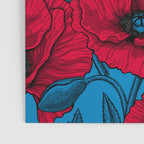 Red poppy garden on blue Poster Gallery Image 3
