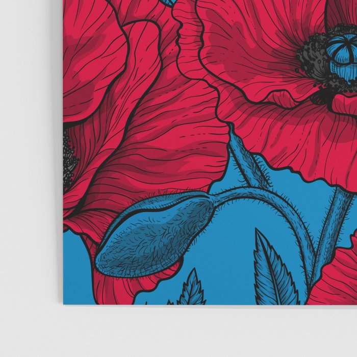 Red poppy garden on blue Poster Gallery Image 3