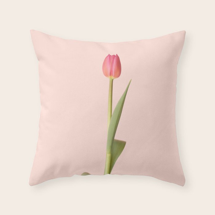 The pink tulip | Floral photography | Flower botanical photograph Throw Pillow Gallery Image 1