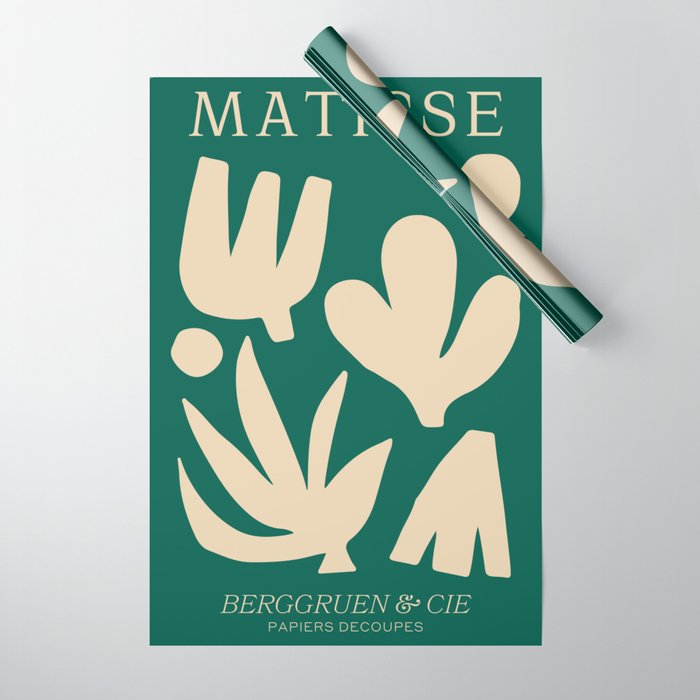 Bottle Green Collage: Paper Cutouts Matisse Edition Wrapping Paper Gallery Image 1