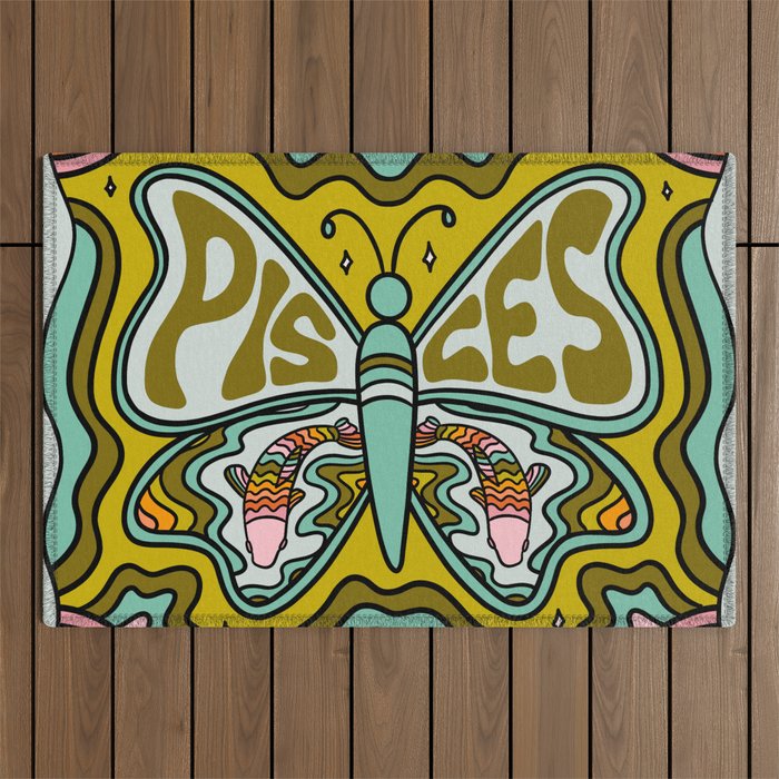 Pisces Butterfly Outdoor Rug Gallery Image 1