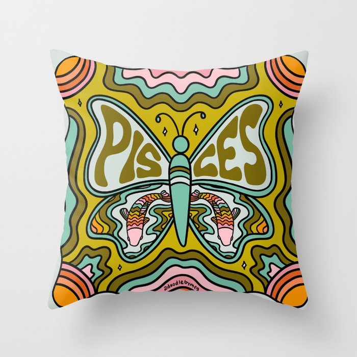 Pisces Butterfly Throw Pillow Gallery Image 1