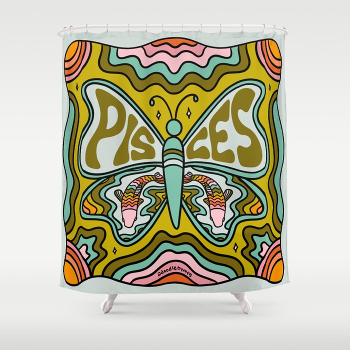 Pisces Butterfly Shower Curtain Gallery Image 1