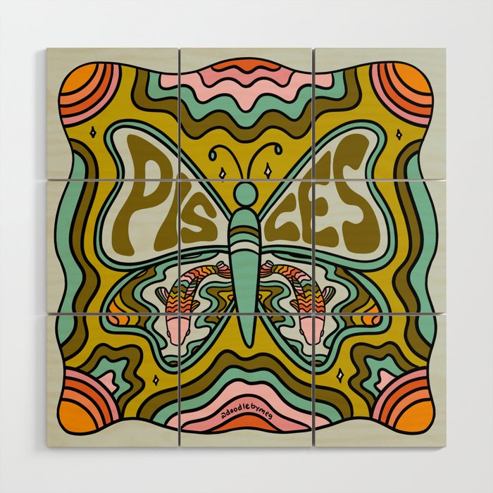 Pisces Butterfly Wood Wall Art Gallery Image 1