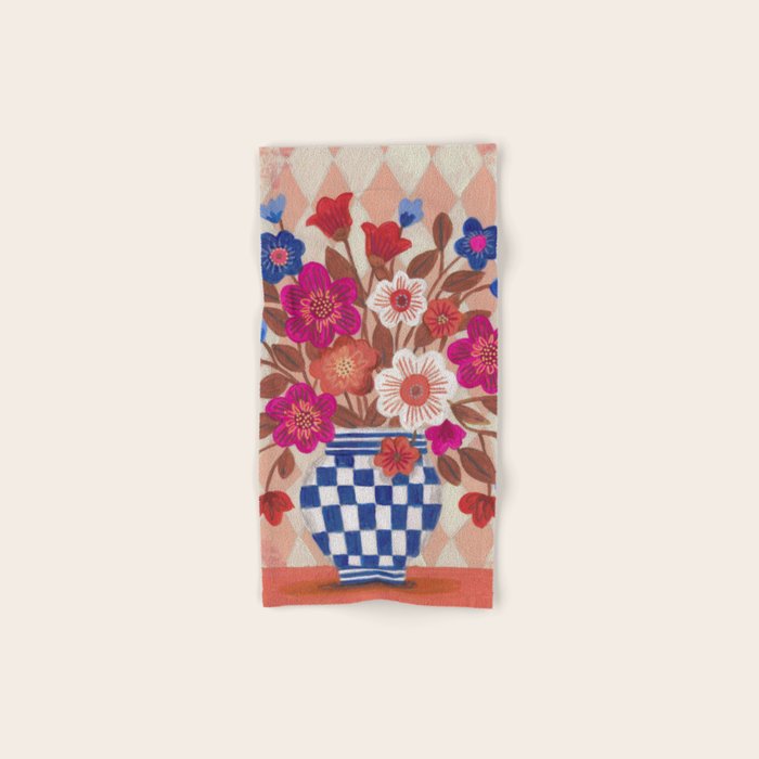 Still life Vase with Bouquet Bright colours Bath Towel Gallery Image 1