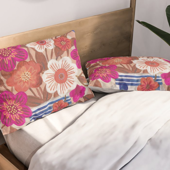 Still life Vase with Bouquet Bright colours Pillow Sham Gallery Image 2