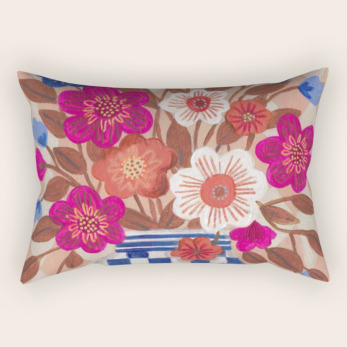 Still life Vase with Bouquet Bright colours Rectangular Pillow Gallery Image 1