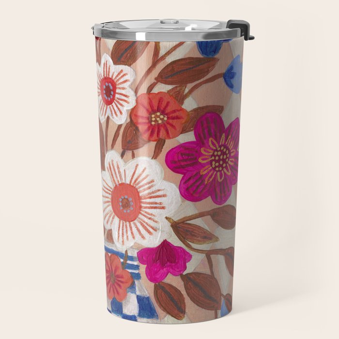 Still life Vase with Bouquet Bright colours Travel Mug Gallery Image 2
