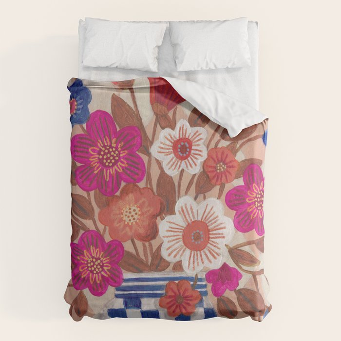 Still life Vase with Bouquet Bright colours Duvet Cover Gallery Image 6