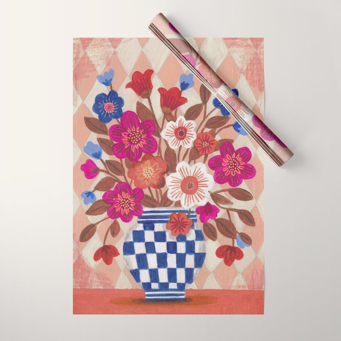 Still life Vase with Bouquet Bright colours Wrapping Paper Gallery Image 1