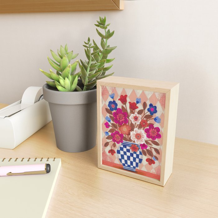 Still life Vase with Bouquet Bright colours Mini Art Print Gallery Image 2