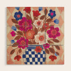 Still life Vase with Bouquet Bright colours Wood Wall Art Gallery Image 1