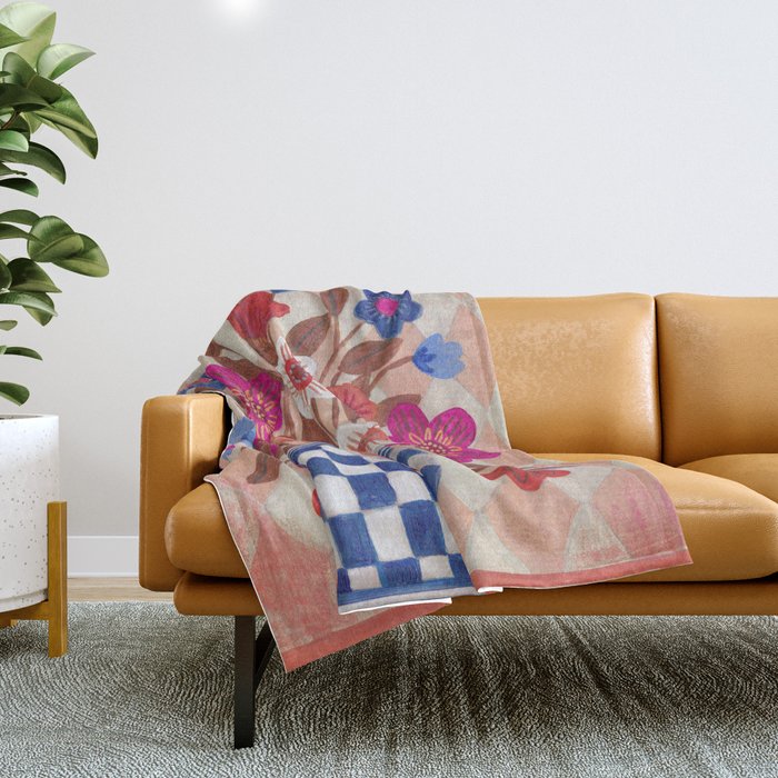 Still life Vase with Bouquet Bright colours Throw Blanket Gallery Image 1
