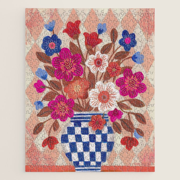 Still life Vase with Bouquet Bright colours Jigsaw Puzzle Gallery Image 1