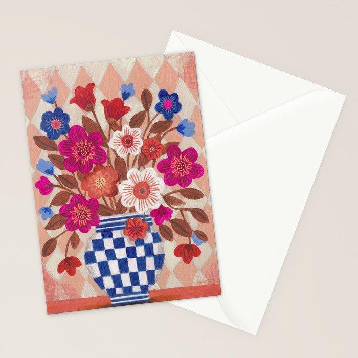 Still life Vase with Bouquet Bright colours Stationery Card Gallery Image 2