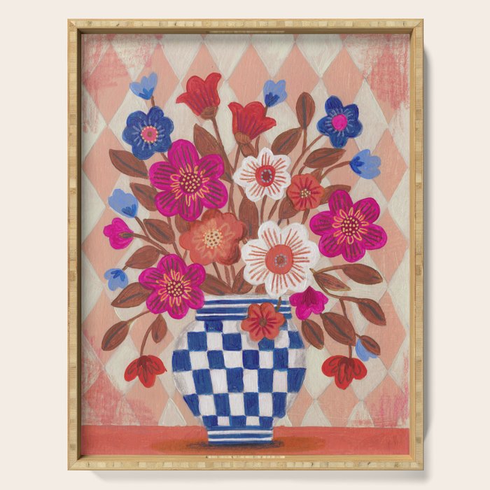 Still life Vase with Bouquet Bright colours Serving Tray Gallery Image 1