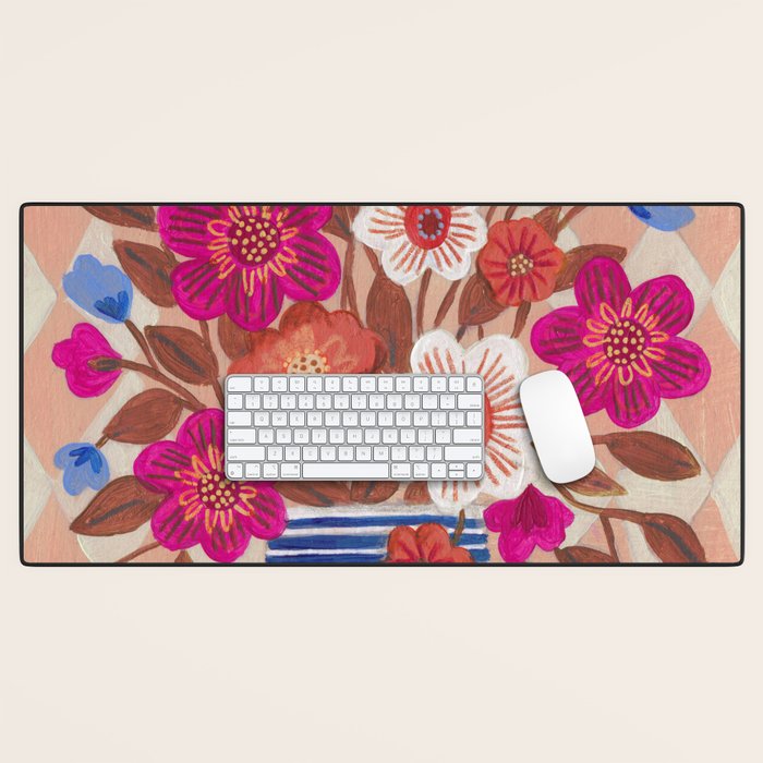 Still life Vase with Bouquet Bright colours Desk Mat Gallery Image 1