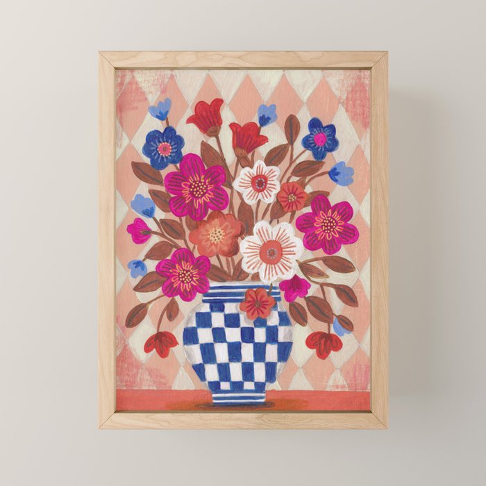 Still life Vase with Bouquet Bright colours Mini Art Print Gallery Image 1