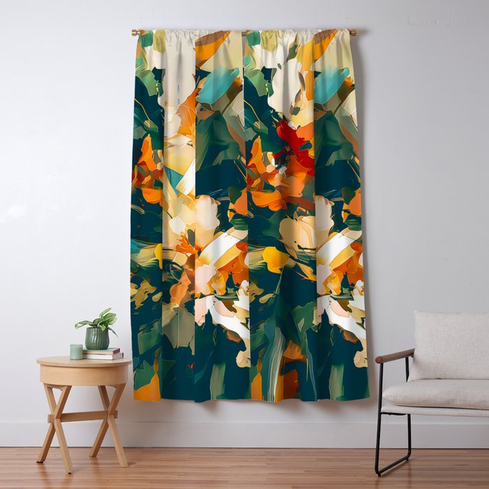 Abstract Floral Splashes Window Curtain Gallery Image 1