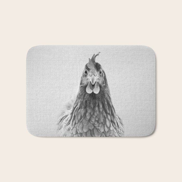 Chicken - Black & White Bath Mat Gallery Image 1