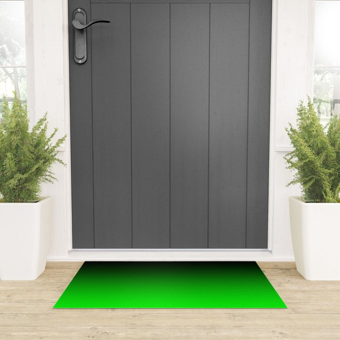 Black Lime Green Neon Nights Ombre Welcome Mat Gallery Image 3
