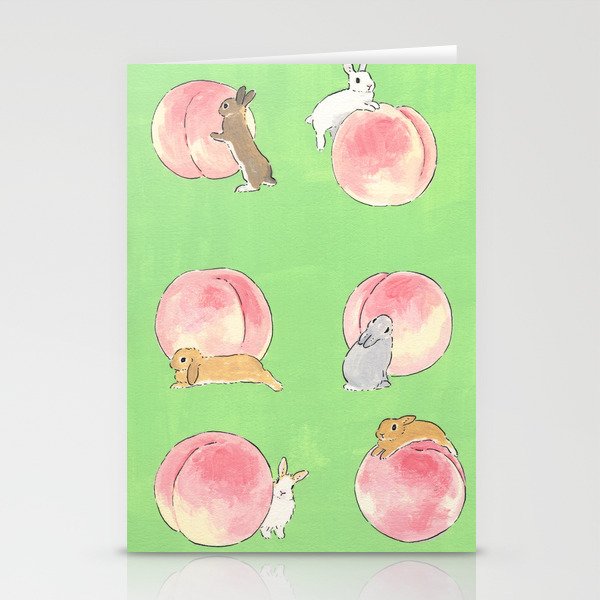 Rabbits and Peaches Stationery Card Gallery Image 2