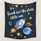 Space rocket with quote Wall Tapestry Gallery Image 4