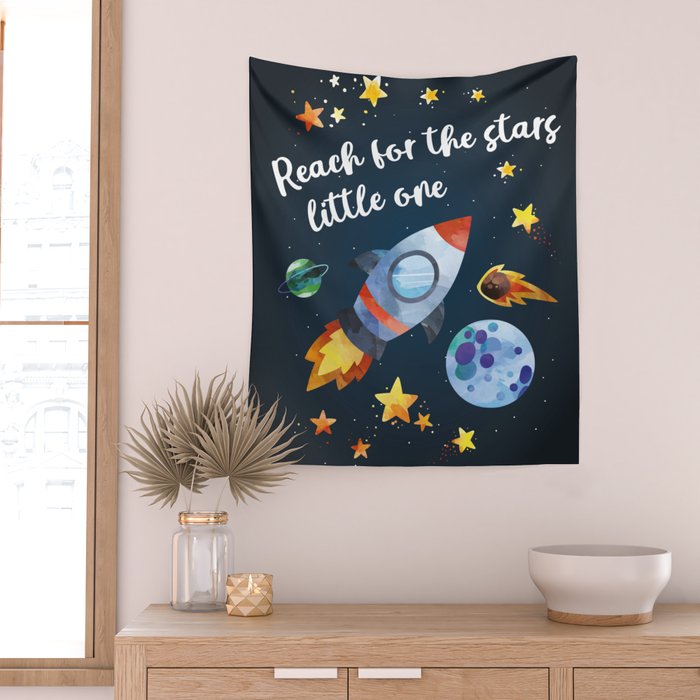 Space rocket with quote Wall Tapestry Gallery Image 2