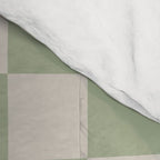 Checkerboard Check Checkered Pattern in Sage Green and Beige Comforter Gallery Image 4