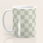 Checkerboard Check Checkered Pattern in Sage Green and Beige Coffee Mug Gallery Image 3
