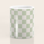 Checkerboard Check Checkered Pattern in Sage Green and Beige Coffee Mug Gallery Image 4