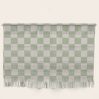 Checkerboard Check Checkered Pattern in Sage Green and Beige Wall Hanging Gallery Image 1