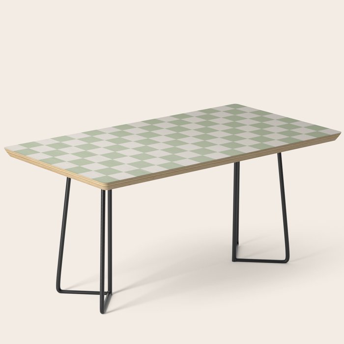 Checkerboard Check Checkered Pattern in Sage Green and Beige Coffee Table Gallery Image 1