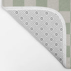 Checkerboard Check Checkered Pattern in Sage Green and Beige Bath Mat Gallery Image 2