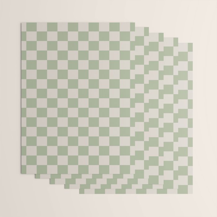 Checkerboard Check Checkered Pattern in Sage Green and Beige Wrapping Paper Gallery Image 3