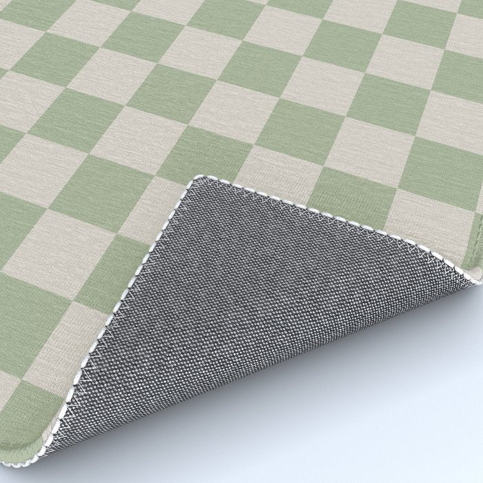 Checkerboard Check Checkered Pattern in Sage Green and Beige Rug Gallery Image 4